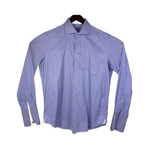 Robert Graham Shirt Men’s 42 16.5 Blue Textured Striped 100% Cotton